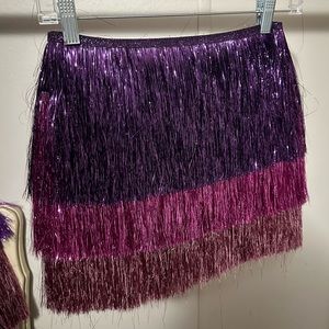 Nasty Gal Metallic Tiered Tinsel Fringe Skirt